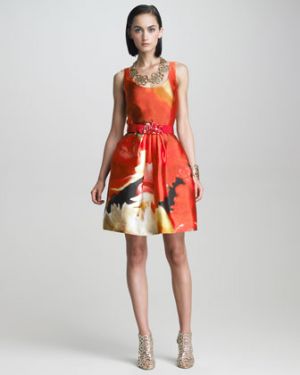 Oscar de la Renta Tulip-Print A-Line Dress.jpg